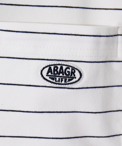 ABAHOUSE GRAY（アバハウスグレイ）の「ミニ裏毛 ボーダー ワッペン 半袖 Tシャツ（Tシャツ/カットソー・メンズ・グリーン/キャメル/ホワイト/ネイビー・46/48）」の16枚目の写真