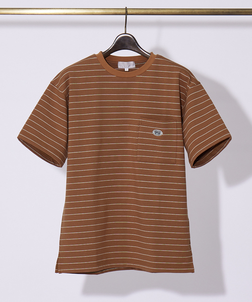 ABAHOUSE GRAY（アバハウスグレイ）の「ミニ裏毛 ボーダー ワッペン 半袖 Tシャツ（Tシャツ/カットソー・メンズ・グリーン/キャメル/ホワイト/ネイビー・46/48）」の10枚目の写真
