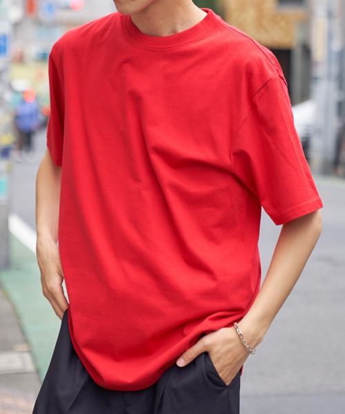 ミーです★RELAXED FIT リネンストライプ　赤 セール】【LIFEMAX】6.2オンスヘビーウエイトTシャツ（ポリジン