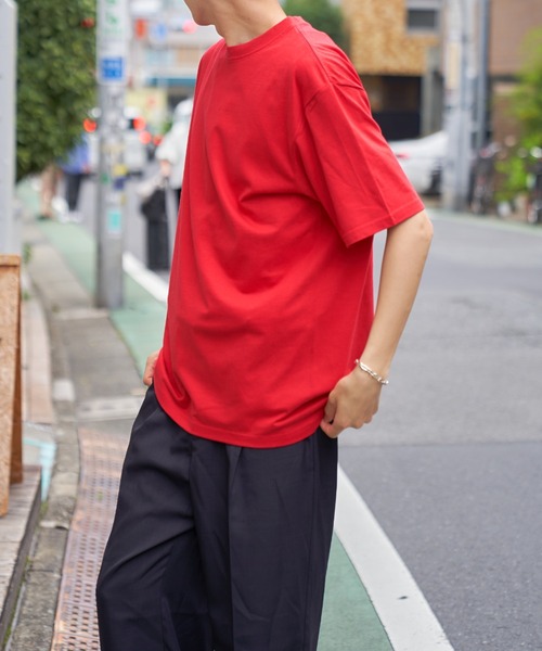 ミーです★RELAXED FIT リネンストライプ　赤 セール】【LIFEMAX】6.2オンスヘビーウエイトTシャツ（ポリジン