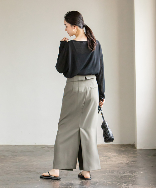 Noble（ノーブル）の「テンジクボートネックニット（ニット/セーター・レディース・ブラック/ブラウン/サックスブルー・FREE）」の5枚目の写真