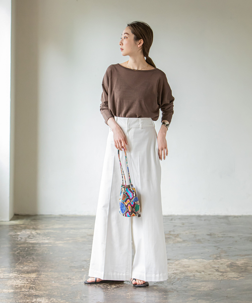 Noble（ノーブル）の「テンジクボートネックニット（ニット/セーター・レディース・ブラック/ブラウン/サックスブルー・FREE）」の8枚目の写真