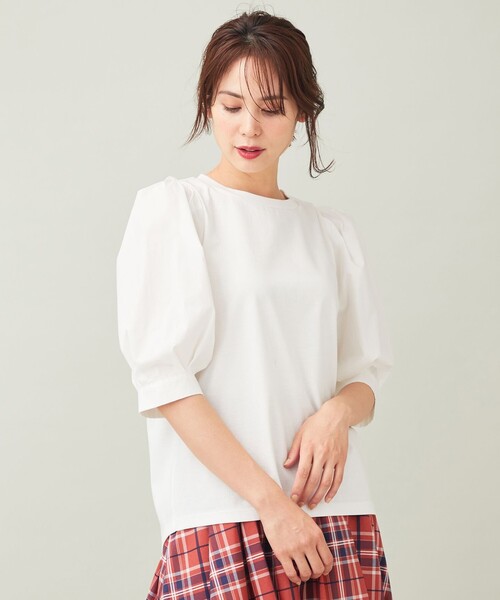 ANY(エニィ)の「【接触冷感】秋メキ袖ボリューム カットソー(Tシャツ/カットソー・レディース・オレンジ系/アイボリー系/ブラック系・4)」の1枚目の写真