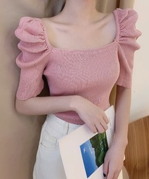 【URGE:】スクエアネック パフスリーブ カットソー