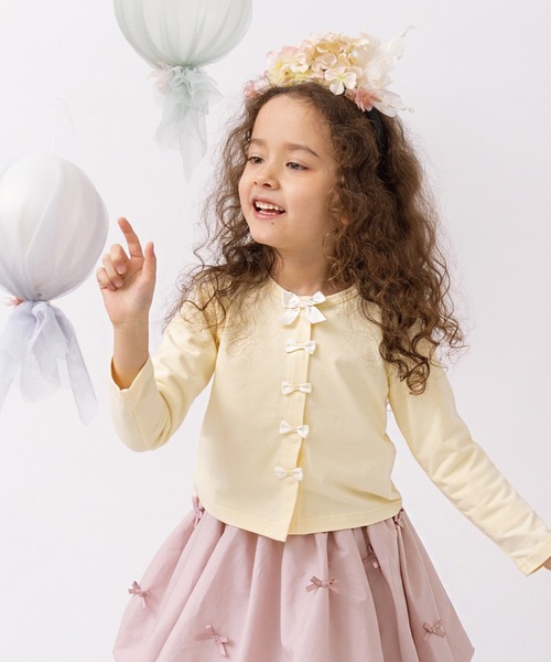 panpantutu（パンパンチュチュ）の「UVcut フレンチリボンカーディガン（カーディガン/ボレロ・キッズ・ライトグレー/ベビーピンク/ネイビー/レモンイエロー/ミント・80ｃｍ/90cm/110cm/100cm/130cm/120cm）」の5枚目の写真