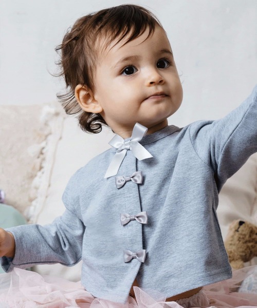 panpantutu（パンパンチュチュ）の「UVcut フレンチリボンカーディガン（カーディガン/ボレロ・キッズ・ライトグレー/ベビーピンク/ネイビー/レモンイエロー/ミント・80ｃｍ/90cm/110cm/100cm/130cm/120cm）」の20枚目の写真