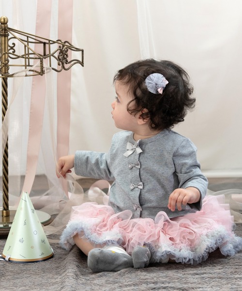 panpantutu（パンパンチュチュ）の「UVcut フレンチリボンカーディガン（カーディガン/ボレロ・キッズ・ライトグレー/ベビーピンク/ネイビー/レモンイエロー/ミント・80ｃｍ/90cm/110cm/100cm/130cm/120cm）」の6枚目の写真