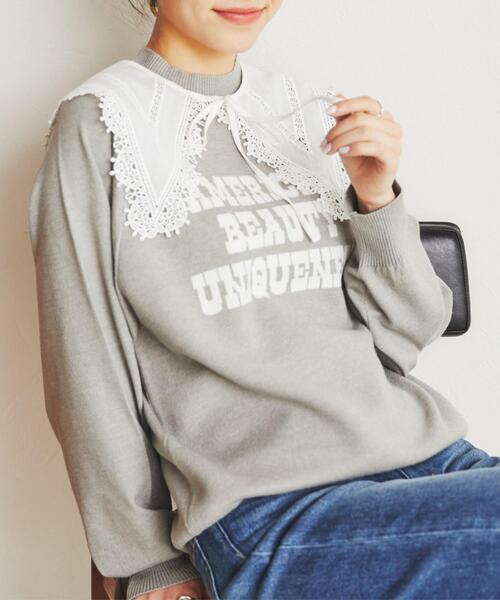 coen（コーエン）の「もちふわロゴジャカードラグランニット（ニット/セーター・レディース・ライム/グレー/イエロー・L/M）」の2枚目の写真