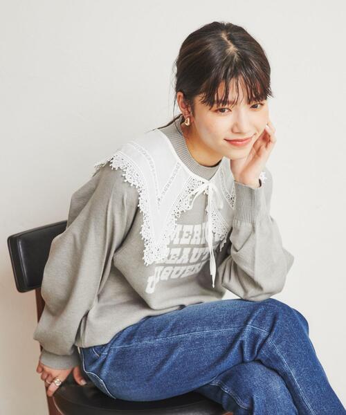 coen（コーエン）の「もちふわロゴジャカードラグランニット（ニット/セーター・レディース・ライム/グレー/イエロー・L/M）」の6枚目の写真