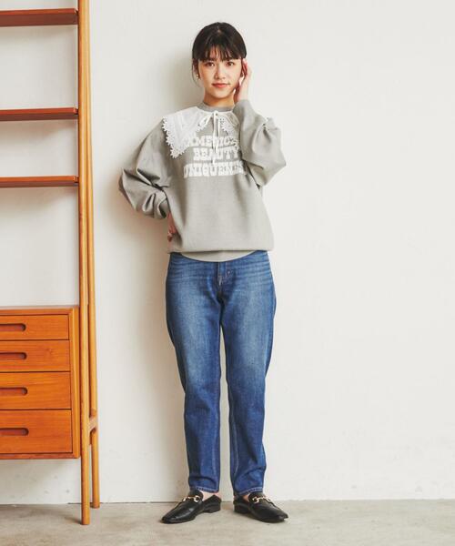 coen（コーエン）の「もちふわロゴジャカードラグランニット（ニット/セーター・レディース・ライム/グレー/イエロー・L/M）」の5枚目の写真