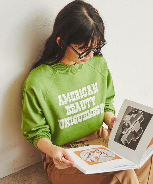 coen（コーエン）の「もちふわロゴジャカードラグランニット（ニット/セーター・レディース・ライム/グレー/イエロー・L/M）」の4枚目の写真