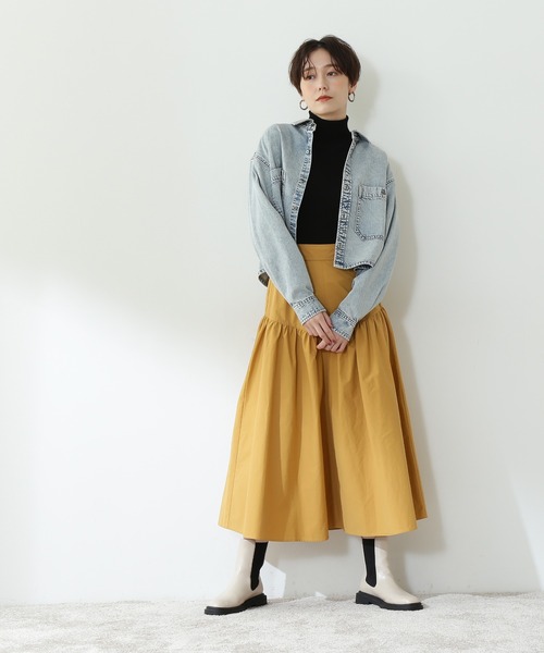 N.(N. Natural Beauty Basic)(エヌエヌナチュラルビューティーベーシック)の「◆ウールベーシック天竺プレーティングタートルネックニット(ニット/セーター・レディース・オフホワイト/ブラック/モーブ系/イエロー/レッド・MEDIUM)」の6枚目の写真