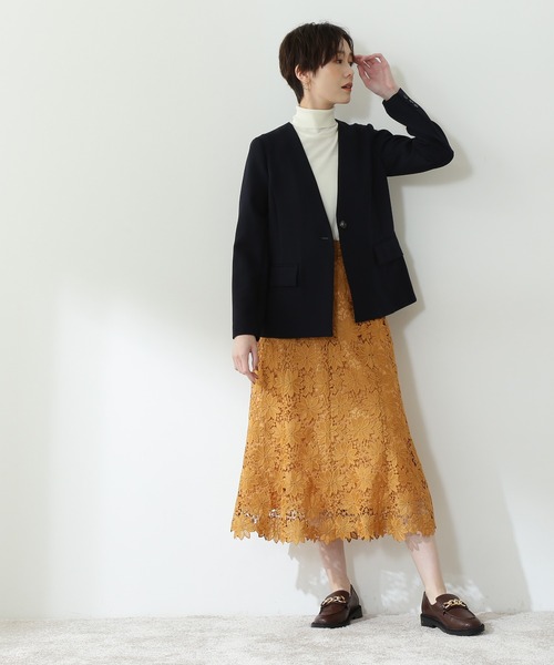 N.(N. Natural Beauty Basic)(エヌエヌナチュラルビューティーベーシック)の「◆ウールベーシック天竺プレーティングタートルネックニット(ニット/セーター・レディース・オフホワイト/ブラック/モーブ系/イエロー/レッド・MEDIUM)」の17枚目の写真