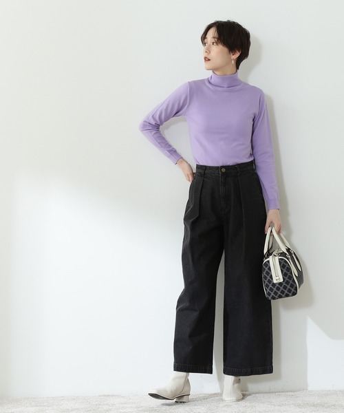 N.(N. Natural Beauty Basic)(エヌエヌナチュラルビューティーベーシック)の「◆ウールベーシック天竺プレーティングタートルネックニット(ニット/セーター・レディース・オフホワイト/ブラック/モーブ系/イエロー/レッド・MEDIUM)」の10枚目の写真