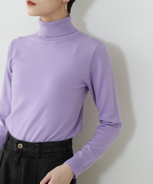 N.(N. Natural Beauty Basic)(エヌエヌナチュラルビューティーベーシック)の「◆ウールベーシック天竺プレーティングタートルネックニット(ニット/セーター・レディース・オフホワイト/ブラック/モーブ系/イエロー/レッド・MEDIUM)」の15枚目の写真