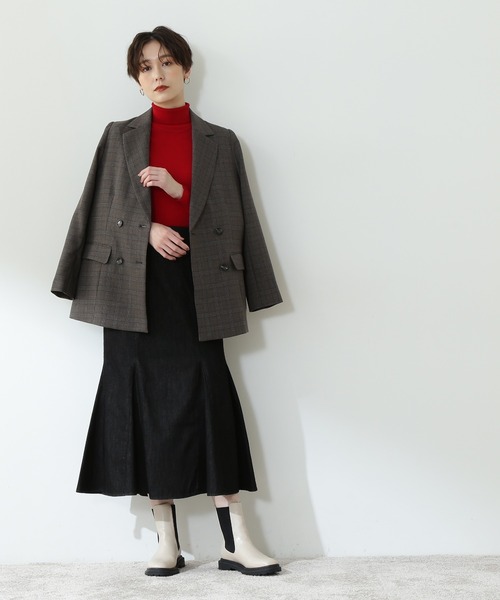 N.(N. Natural Beauty Basic)(エヌエヌナチュラルビューティーベーシック)の「◆ウールベーシック天竺プレーティングタートルネックニット(ニット/セーター・レディース・オフホワイト/ブラック/モーブ系/イエロー/レッド・MEDIUM)」の12枚目の写真