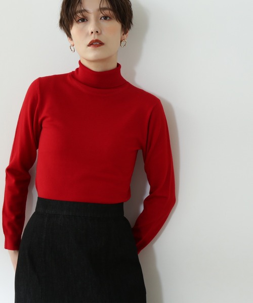 N.(N. Natural Beauty Basic)(エヌエヌナチュラルビューティーベーシック)の「◆ウールベーシック天竺プレーティングタートルネックニット(ニット/セーター・レディース・オフホワイト/ブラック/モーブ系/イエロー/レッド・MEDIUM)」の11枚目の写真