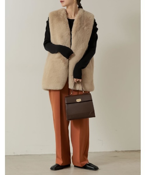 Re:EDIT（リエディ）の「[神山まりあさん着用]合皮ゴールドバックルフラップハンドバッグ（ハンドバッグ・レディース・ブラウン/ブラック・FREE）」の12枚目の写真