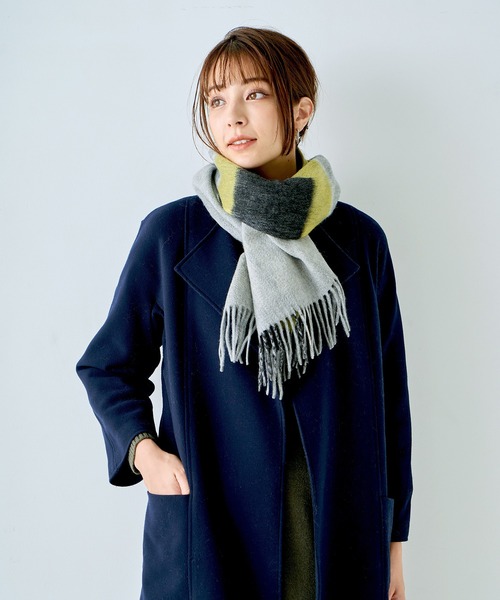 macocca(マコッカ)の「シルケットウールカシミヤブレンド チェック マフラー(マフラー・レディース・ブラウン/イエロー/ラベンダー/ライトベージュ/ネイビー/ブラウン系その他/ブラック・FREE)」の17枚目の写真