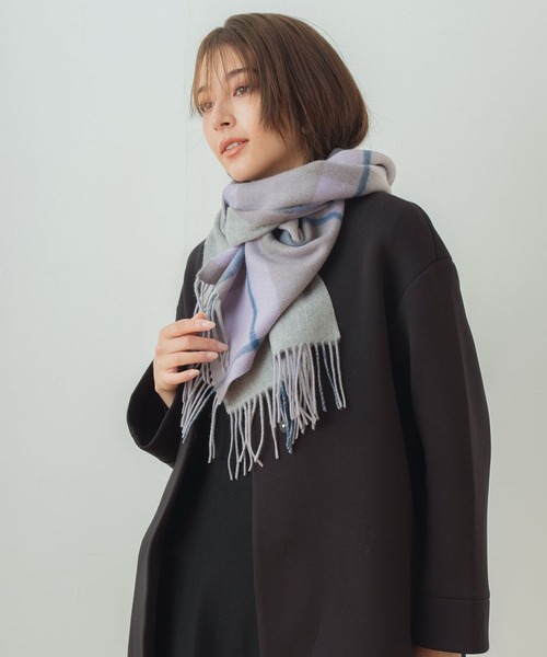 macocca(マコッカ)の「シルケットウールカシミヤブレンド チェック マフラー(マフラー・レディース・ブラウン/イエロー/ラベンダー/ライトベージュ/ネイビー/ブラウン系その他/ブラック・FREE)」の22枚目の写真
