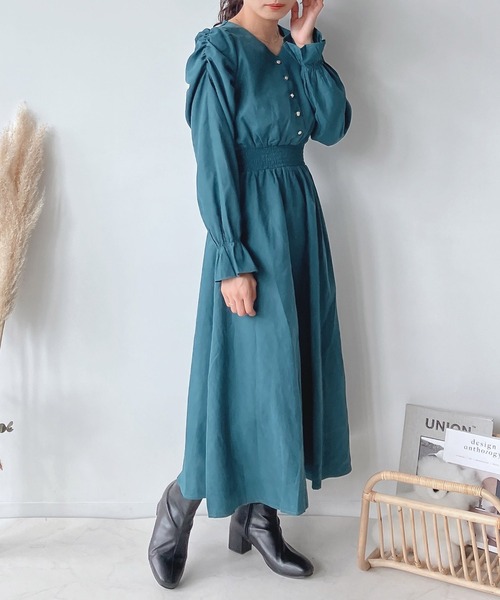 AS KNOW AS plus（アズノゥアズプラス）の「♪パワショルキラ釦ワンピース　【2023AWアイテム】（ワンピース・レディース・ブルーグレー/ベージュ系その他/ブラック/グリーン/ブラック系その他/ホワイト系その他/ブラック系/ブラウン系/ベージュ系その他2/ベージュ系その他3・FREE）」の10枚目の写真