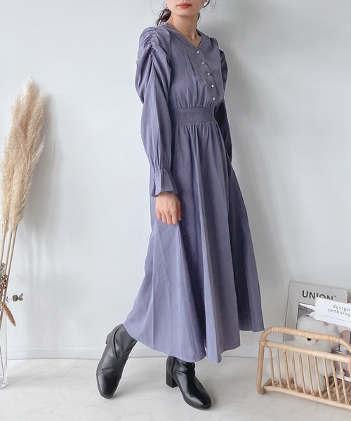 AS KNOW AS plus（アズノゥアズプラス）の「♪パワショルキラ釦ワンピース　【2023AWアイテム】（ワンピース・レディース・ブルーグレー/ベージュ系その他/ブラック/グリーン/ブラック系その他/ホワイト系その他/ブラック系/ブラウン系/ベージュ系その他2/ベージュ系その他3・FREE）」の5枚目の写真