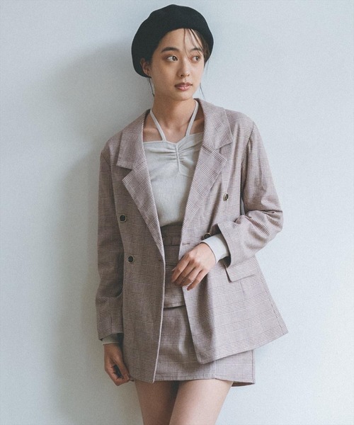 REDYAZEL(レディアゼル)の「チェックテーラードジャケット(テーラードジャケット・レディース・ベージュ/グレー・SMALL/MEDIUM)」の1枚目の写真