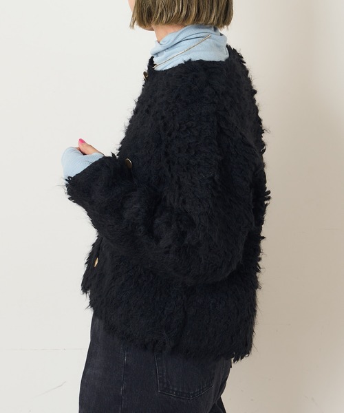 Omekashi（オメカシ）の「ループ編みカーディガン（カーディガン/ボレロ・レディース・ブラック/グレー・FREE）」の21枚目の写真