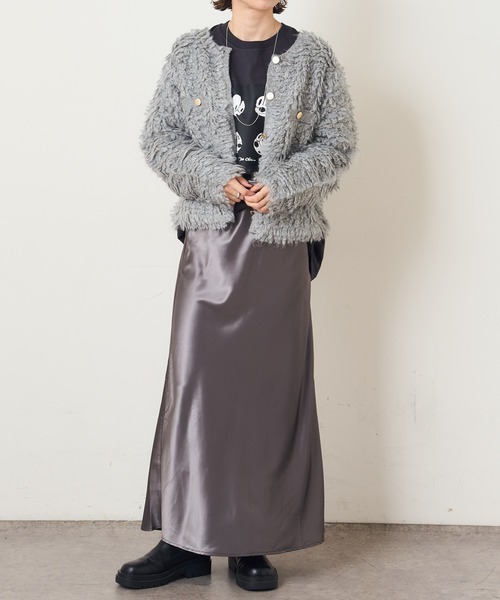 Omekashi（オメカシ）の「ループ編みカーディガン（カーディガン/ボレロ・レディース・ブラック/グレー・FREE）」の9枚目の写真