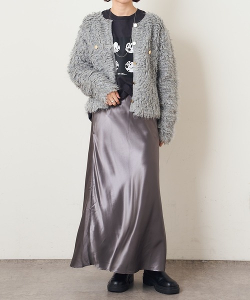 Omekashi（オメカシ）の「ループ編みカーディガン（カーディガン/ボレロ・レディース・ブラック/グレー・FREE）」の10枚目の写真