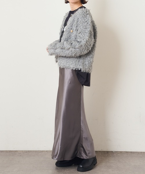 Omekashi（オメカシ）の「ループ編みカーディガン（カーディガン/ボレロ・レディース・ブラック/グレー・FREE）」の12枚目の写真