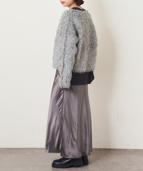 Omekashi（オメカシ）の「ループ編みカーディガン（カーディガン/ボレロ・レディース・ブラック/グレー・FREE）」の14枚目の写真