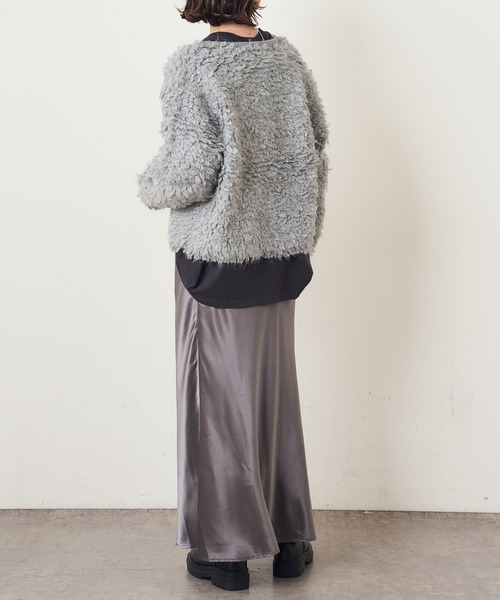 Omekashi（オメカシ）の「ループ編みカーディガン（カーディガン/ボレロ・レディース・ブラック/グレー・FREE）」の15枚目の写真