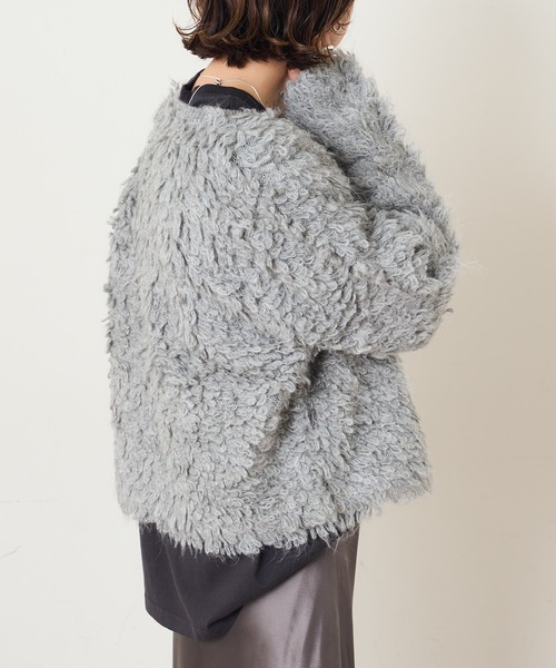 Omekashi（オメカシ）の「ループ編みカーディガン（カーディガン/ボレロ・レディース・ブラック/グレー・FREE）」の7枚目の写真