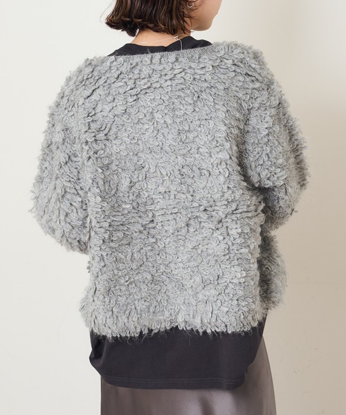 Omekashi（オメカシ）の「ループ編みカーディガン（カーディガン/ボレロ・レディース・ブラック/グレー・FREE）」の8枚目の写真