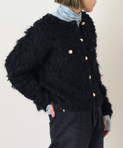 Omekashi（オメカシ）の「ループ編みカーディガン（カーディガン/ボレロ・レディース・ブラック/グレー・FREE）」の18枚目の写真