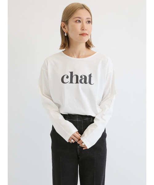 Samansa Mos2 blue(サマンサモスモスブルー)の「ロゴプリントロンT(Tシャツ/カットソー・レディース・ピンク/サックスブルー/オフホワイト・フリ-)」の2枚目の写真