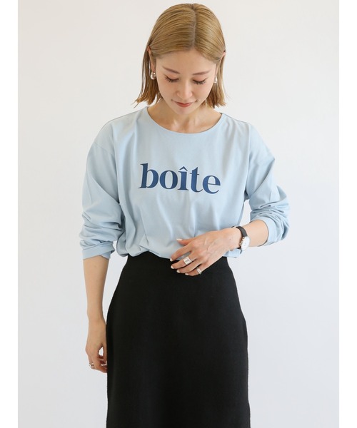 Samansa Mos2 blue(サマンサモスモスブルー)の「ロゴプリントロンT(Tシャツ/カットソー・レディース・ピンク/サックスブルー/オフホワイト・フリ-)」の1枚目の写真