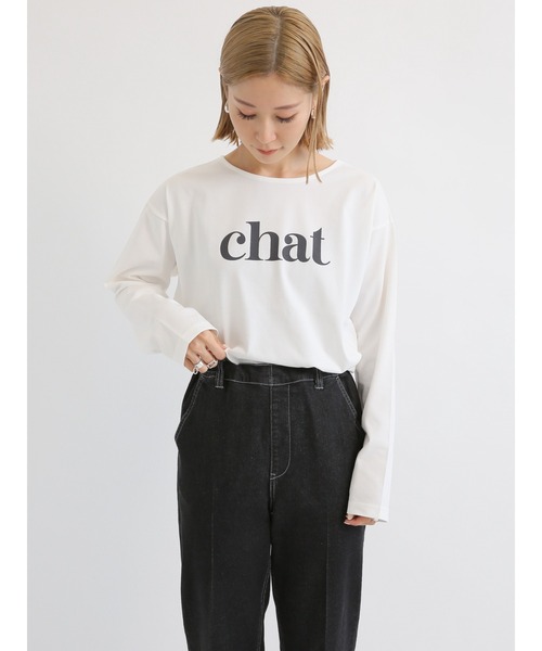 Samansa Mos2 blue(サマンサモスモスブルー)の「ロゴプリントロンT(Tシャツ/カットソー・レディース・ピンク/サックスブルー/オフホワイト・フリ-)」の5枚目の写真