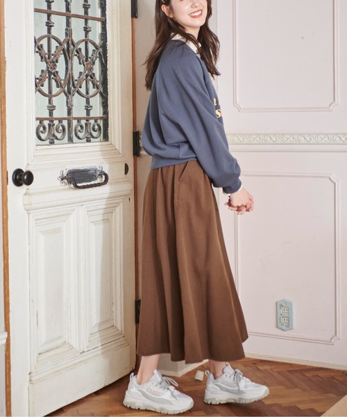 FREE'S MART（フリーズマート）の「【Sシリーズ対応】ハイウエストサーキュラーデニムロングスカート（デニムスカート・レディース・ホワイト/ダークネイビー/ブラウン・MEDIUM/SMALL/X-SMALL）」の5枚目の写真