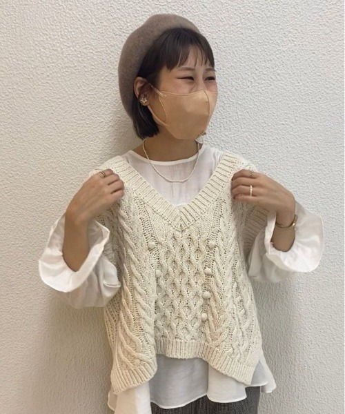 flower（フラワー）の「ポンポンアランベスト（ベスト・レディース・アイボリー・FREE）」の21枚目の写真