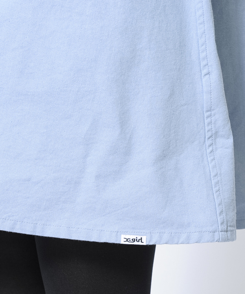 X-girl（エックスガール）の「LINE RIB B.D SHIRT DRESS（ワンピース・レディース・ホワイト/ネイビー/ライトブルー・1/2）」の8枚目の写真