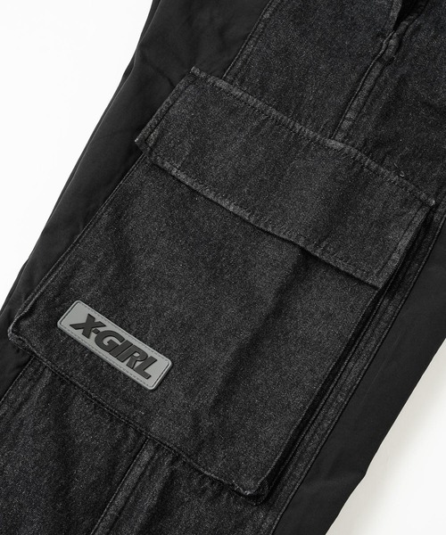X-girl（エックスガール）の「DENIM MIXED PANTS（デニムパンツ・レディース・ブラック/ライトグレー・S/M）」の10枚目の写真