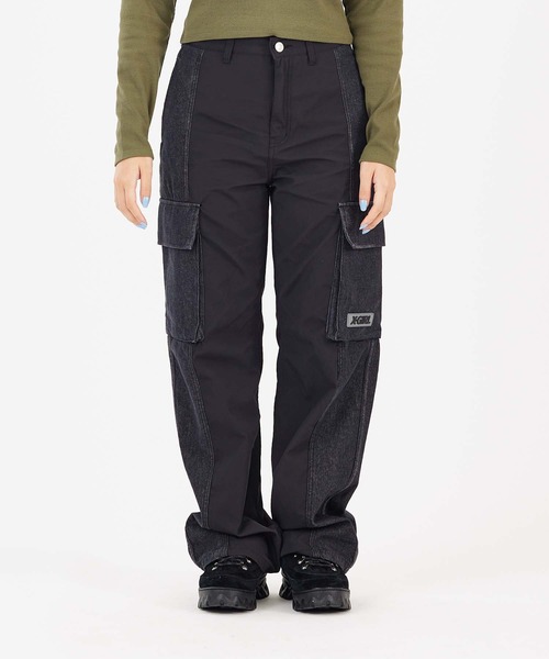 X-girl（エックスガール）の「DENIM MIXED PANTS（デニムパンツ・レディース・ブラック/ライトグレー・S/M）」の16枚目の写真