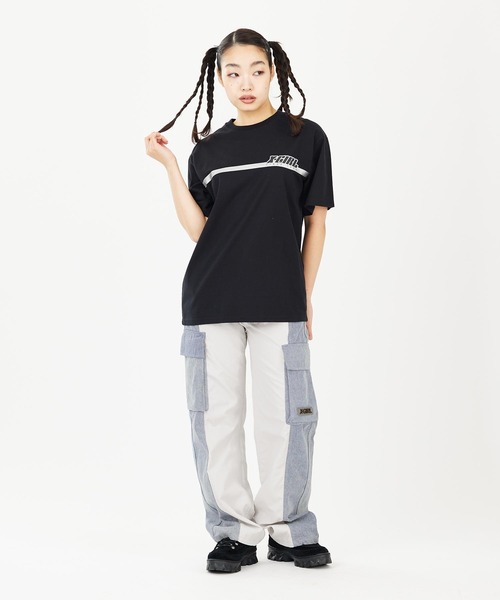 X-girl（エックスガール）の「DENIM MIXED PANTS（デニムパンツ・レディース・ブラック/ライトグレー・S/M）」の19枚目の写真