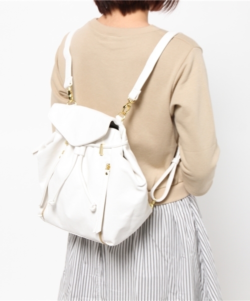 OUTLET（アウトレット）の「【Discoat】PV巾着2WAYリュック（バックパック/リュック・レディース・ホワイト・FREE）」の9枚目の写真