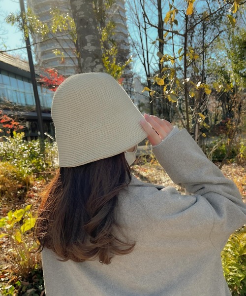 Lamoa(ラモア)の「Lamoa/ニット バケットハット(ハット・レディース・ブラック/ベージュ/キャメル・FREE)」の6枚目の写真