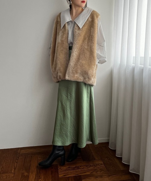 LOWRYS FARM（ローリーズファーム）の「ＢＩＧカラーブラウスロングスリーブ　177860（シャツ/ブラウス・レディース・ホワイト/ベージュ/その他/その他1/その他2/ブラウン・FREE）」の17枚目の写真