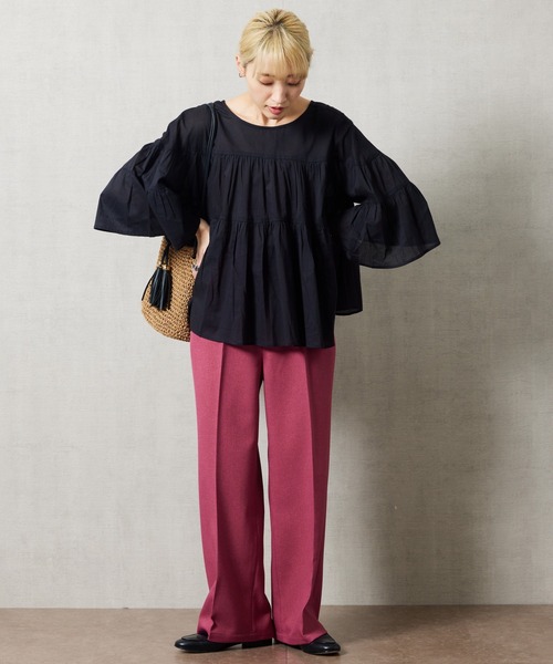 FREAK'S STORE(フリークスストア)の「センタープレスワイドテーパードパンツ(その他パンツ・レディース・チャコールグレー/ダークベージュ/レッド/ブラック/キナリ/ライトグレー・マルチサイズ)」の16枚目の写真