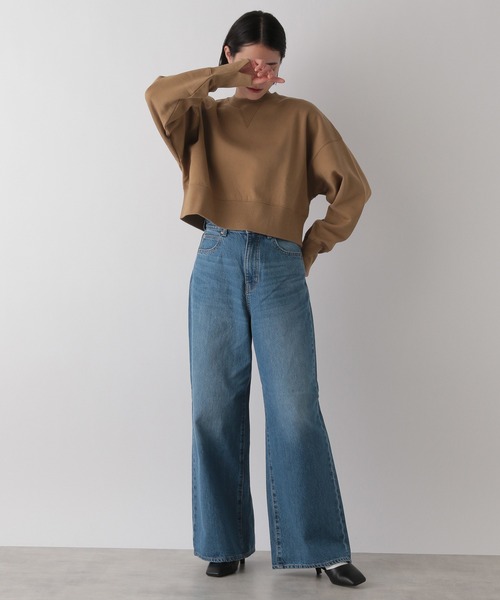 LOWRYS FARM(ローリーズファーム)の「ウラケショートプルオーバーロングスリーブ 188158(スウェット・レディース・ブルー/ホワイト/ブラウン・FREE)」の7枚目の写真